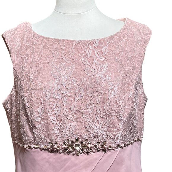 Jessica Howard Pink Sleeveless Lace Tiered Dress Embellished Waist Size 16 NWT - Picture 2 of 13